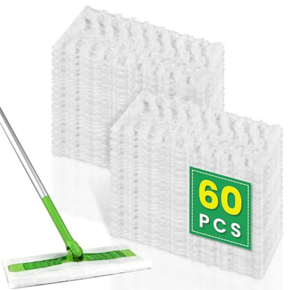 Pure Realm 60 Count for Swiffer Dry Cloths Compatible with Swiffer Sweeper& Mop Deluxe 2-in-1 Floor Mopping and Limited Edition Pink Wicked, Cleaning Dust and Hair, for Swiffer Dry Sweeping Cloths - color: White 60 Mop Pads