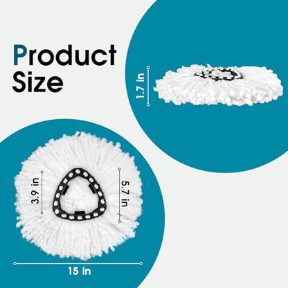 6 Pack Mop Head Replacement Compatible with Oceda Triangle Swivel Mops,Spin Mop Replacement Head 100% Microfiber,Deep Cleaning,EPSUNORISE Replacement Heads Compatible with O Ceda Mop(White) - size: 6pack