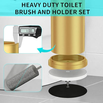 Gold Toilet Brush and Holder Set,304 Stainless Steel Toilet Brush for Bathroom with Long Handle, Heavy Duty Brass Toilet Bowl Brush,Removable Inner Bowl and Splash Protection,Deep Cleaning - color: Brushed Brass