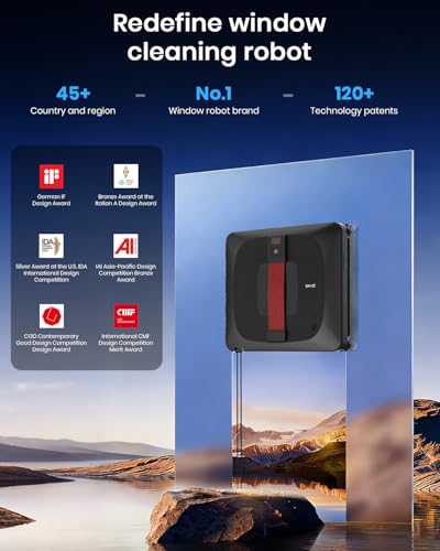 BNZ Window Cleaning Robot, Nexus Ultra, Black, Robotic Vacuum Cleaner for Windows, Mirrors, Shower Doors