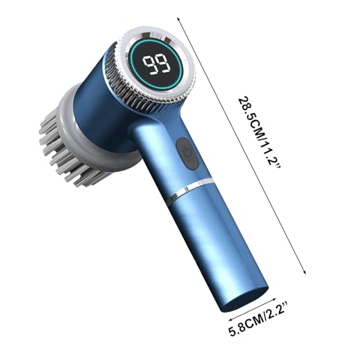 DONGKER Electric Spin Scrubber,3 Speeds Adjustment Handheld Electric Scrubber with 5 Replaceable Brush Heads for Floor Tub Tile Kitchen Car - color: Blue