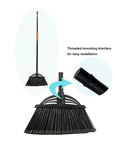 Four-Section Rod Long-Handled Broom,Heavy-Duty Broom, Angle Broom for Outdoor/Indoor（Black+Blue） - color: Black+blue
