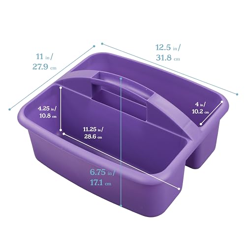 ECR4Kids 2-Compartment Large Plastic Caddy, Multipurpose Organization, Primary, 6-Pack - color: Primary