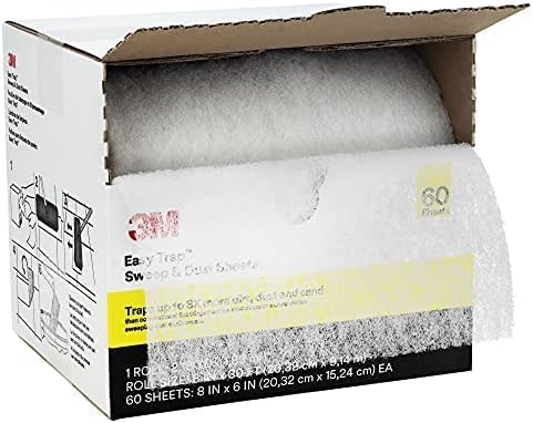 3M Easy Trap Sweep and Dust Sheets,1 Roll of 60 8" x 6" Sheets,Disposable Easy Sweep Floor Duster,Picks Up 8X More Dirt,Dust,Sand,Hair,Works on Dry or Wet Surfaces,Hardwood Floors,59152W,(Pack of 8) - size: 1 Roll of 60 8" x 6" Sheets (Pack of 8)
