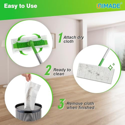 UNIMADE Dry Sweeping Cloths, 180 Count Mop Refill Compatible with Swiffer Sweeper - Disposable Duster Refills Mops for Cleaning Hardwood Floor Dust - size: 180 Count