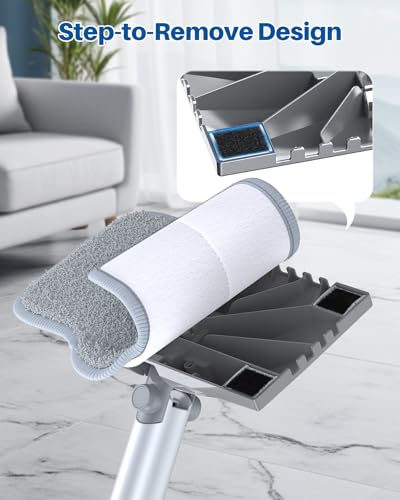 LABIGO Steam Mop Replacement Pads - 6 Pack Machine Washable Microfiber Cloths, Reusable Carpet Cleaning Pads - color: Grey and White
