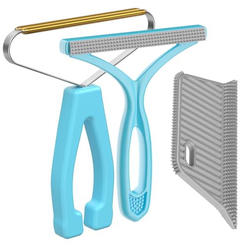 Lint Remover 3-Pack,Lint Shaver Cleaner Pro,Carpet Rake,Lint Brush,Fur Removal Tool,Portable Carpet Scraper,Clothes,Car Mats,Couch,Pet Bed,Furniture - color: Blue With Gray