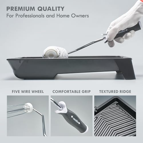 8-piece Paint Roller Kit - Made in Italy - Premium Paint Brush, Microfiber Roller Covers, Wall Painting Roller Naps, Roller Frames, and Paint Tray, for Professionals or Homeowners - size: 8-Piece ( Roller Kit )