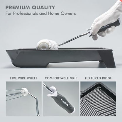 8-piece Paint Roller Kit - Made in Italy - Premium Paint Brush, Microfiber Roller Covers, Wall Painting Roller Naps, Roller Frames, and Paint Tray, for Professionals or Homeowners - size: 8-Piece ( Roller Kit )