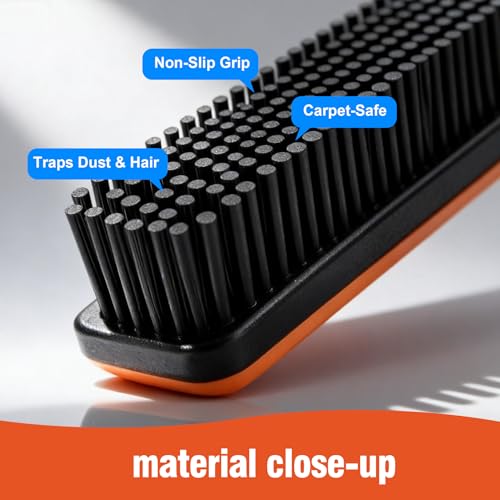 CLEANHOME Rubber Broom for Pet Hair on Carpet & Stairs, Adjustable Long Handle Rubber Broom & Squeegee, Pet Hair Remover Tool for Hardwood Tile Floors, Dog Cat Hair Broom