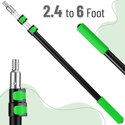 Bates- Telescopic Extension Pole, 6 Ft, Aluminum Alloy, Sturdy Multi-Purpose Extension Pole with Flip-Lock Design for Painting, Dusting and Cleaning - color: Black and Green, size: 6 Ft, 1 Pack