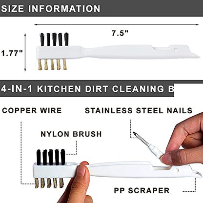 Kitchen Cleaning Scrub Brush - Deep Gas Stove Brass Wire Brushes with Stiff Bristles & Cooktop Scraper, Scrubber for Range Hood Grease Grime, Rust Cleaner for Pot Pan, Household Cleaning Tools - color: White