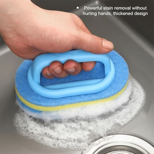 Cleaning Brush for Bathroom, Kitchen, Bathtub, Toilet, Multi-Surface Shower Cleaner & Toilet Brush Cleaner with Comfortable Handle(Blue) - color: Blue