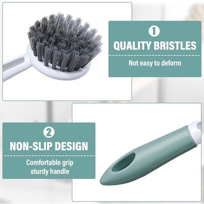 16 Pack Kitchen Scrub Dish Brush with Long Handle Dish Scrubber with Stiff Bristles Scrub Brushes for Housekeeping for Pots and Pans, Kitchen Sink, Multicolor