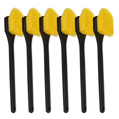 EvaClean Heavy-Duty Cleaning Brushes with Long 20 Inch Handle – Yellow Polypropylene Fiber Scrub Brushes for Tough Dirt, Grime & Grease – Industrial & Household Multi-Surface Cleaning – 6 Pack - style: 20" Long Handle Gong Brushes