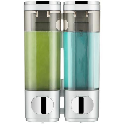 Shampoo and Conditioner Dispenser 2 Chamber No Drill,Shower Soap Pump Dispenser Wall Mounted,Body Wash Dispenser,Shower Gel Shampoo Holder for Bathroom Accessories, (Silver 2) - color: Silver 2
