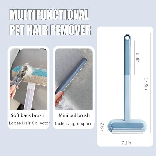 Cat Hair Remover 4-in-1 Multi-Functional Pet Hair Remover Brush,17.7Inch, Reusable Washable Lint Cleaner for Dog and Cat Hair, Gentle on Furniture, Sofas, Pet Beds, Bedding, Carpets, Clothing