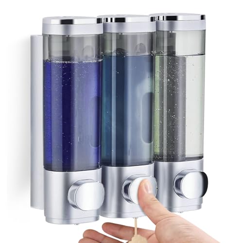 Shampoo and Conditioner Dispenser Shower Soap Dispenser Shampoo Dispenser Body Wash Dispenser for Bathroom,Large Capacity, Silver - color: Silver