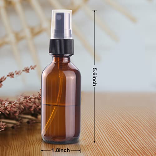 Wedama 4 oz Mini Glass Spray Bottles, Empty Small Spray Bottles with Funnel Dropper, Fine Mist for Hair, Travel, Plants, Cleaning Solutions and Skin Care (4 Pack Amber) - color: Amber, size: 4 Ounce (Pack of 4)