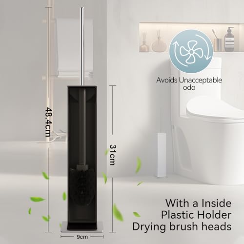 Chrome Toilet Brush and Holder,Toilet Bowl Brush with Extra Long Handle - color: Chrome