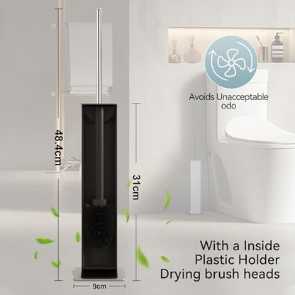 Chrome Toilet Brush and Holder,Toilet Bowl Brush with Extra Long Handle - color: Chrome