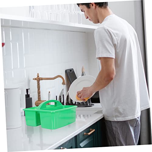 SOLUSTRE Desktop Storage Basket Cleaning Supplies Organizer Tool Large Cleaning Pantry Baskets Kitchen Organizers and Storage Bathroom Organiser Storage Baskets Storage Bins Green Plastic