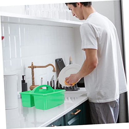 SOLUSTRE Desktop Storage Basket Cleaning Supplies Organizer Tool Large Cleaning Pantry Baskets Kitchen Organizers and Storage Bathroom Organiser Storage Baskets Storage Bins Green Plastic
