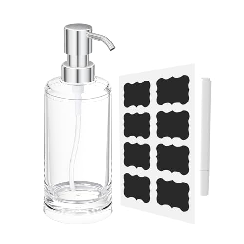 Clear Plastic Dish Soap Dispenser, 10 oz Pump Bottle for Kitchen & Bathroom | Clear plastic 10 oz refillable pump bottle for dish soap, hand soap, lotion, kitchen sink, or bathroom counter - color: Clear