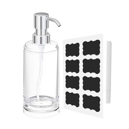 Clear Plastic Dish Soap Dispenser, 10 oz Pump Bottle for Kitchen & Bathroom | Clear plastic 10 oz refillable pump bottle for dish soap, hand soap, lotion, kitchen sink, or bathroom counter - color: Clear