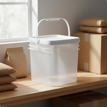 Qianly Square Bucket with Lid Versatile Use Square Bucket with Lid Fall Resistant Stackable Bin for Warehouse, Kitchen, Garage, White, 13L - color: White, size: 13L