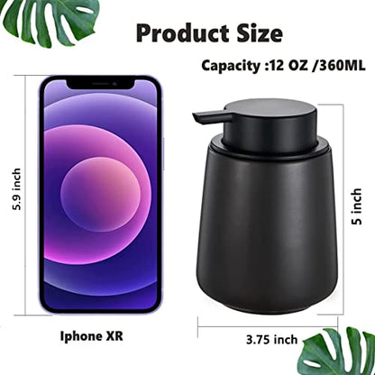 12Oz Hand Soap Dispenser Set - 2 Pack Ceramic Lotion Soap Dispenser Set with Easy-to-Press Black Pump, Refillable Mordern Liquid Dish Soap Dispensers for Bathroom & Kitchen (Black, Liquid Pump) - color: Black Liquid Dispenser