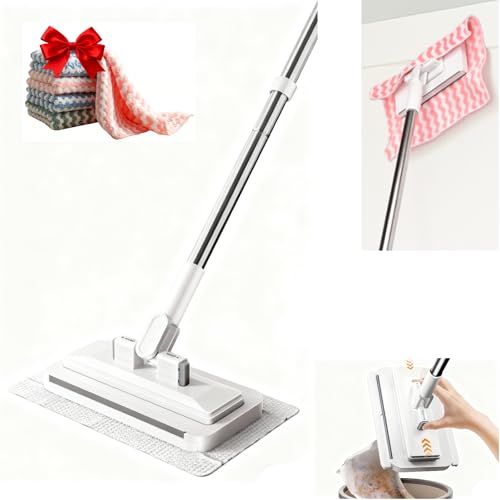 2026 New Snap On Mini Mop with 5 Reusable Cloths for Dry Wet Disposable Pads, Zero-Touch Automatic Gripping Multi Surface Quick Cleanups for Alternative to Swiffer Sweeper Mops - size: 39in Mini Mop with 5 Reusable Cloths