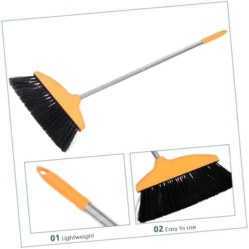 PRETYZOOM Stainless Steel Handle Soft Bristle Broom Dust Pan Wide Angle Floor Sweeper for Home Kitchen