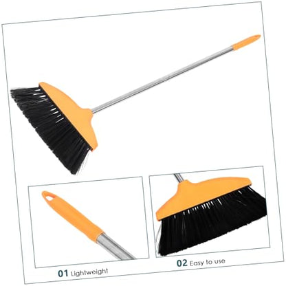 PRETYZOOM Stainless Steel Handle Soft Bristle Broom Dust Pan Wide Angle Floor Sweeper for Home Kitchen