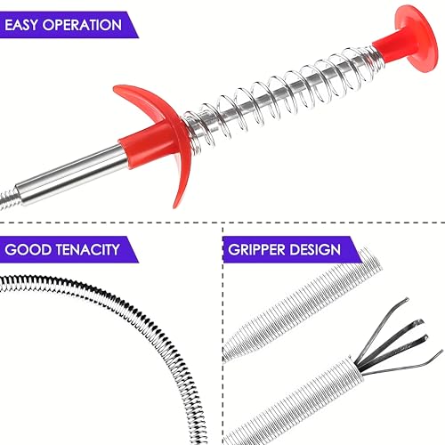 Drain Snake, Drain Clog Remover - Gutter Cleaning Tools Drain Cleaner for Toilet Sewer Shower Kitchen Bathroom Tub Clogged Drains Opener Cleaning Tool, Flexible Grabber Claw Pick Up Reacher (30 inch) - size: 30 inch