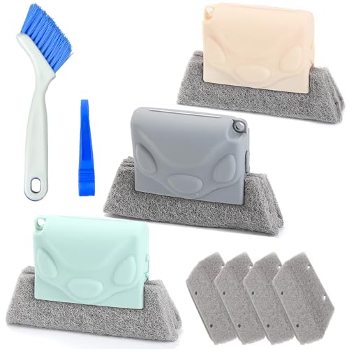 Window Groove Cleaning Brush, Hand-held Magic Window Track Cleaner Tools Set, Groove Gap Cleaning Brush Window or Sliding Door Track Cleaner for Sliding Door, Sill, Tile Lines, Shutter (#1) - color: #1