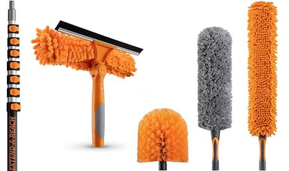 5-30 ft Window Washing Kit with Extension Pole (36+ Foot Reach) // Window Cleaning Tool & Window Washer Squeegee with Telescopic Extension Pole