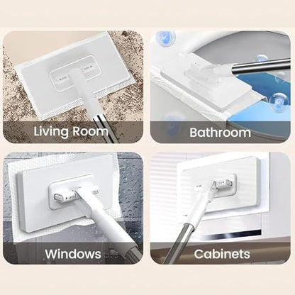 Expanlarge Mop, Clip to Grip Mops, Snap Grip Mini Mopes, Cleaning Mop, No-Touch Disposable Small Mopss,Retractable Gap Dust Cleaner Flat Mops with Locking Head & Sweeping Cloths,40inch Locking Handle - color: 1*mop+10*cloth