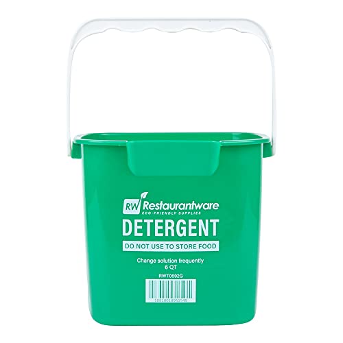 RW Clean 6 Quart Cleaning Bucket, 1 Detergent Square Bucket - With Measurements, Built-In Spout And Handle, Green Plastic Utility Bucket, For Home Or Commercial Use, - Restaurantware - color: Green, size: 6 qt