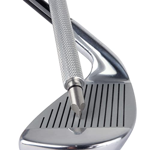 Bulex Golf Club Groove Sharpener, Re-Grooving Tool and Cleaner for Wedges & Irons - Generate Optimal Backspin - Suitable for U & V-Grooves - color: Silver