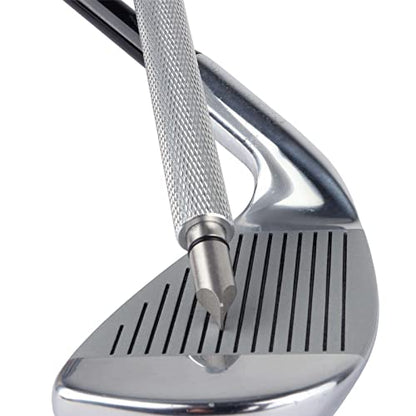 Bulex Golf Club Groove Sharpener, Re-Grooving Tool and Cleaner for Wedges & Irons - Generate Optimal Backspin - Suitable for U & V-Grooves - color: Silver
