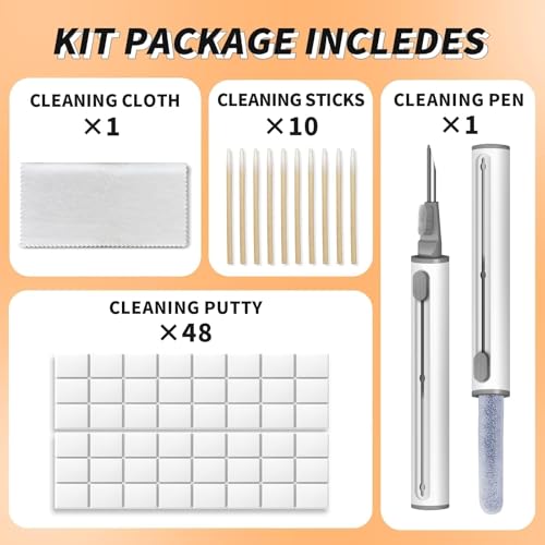 MOLOPPO Cleaning Clay, Phone Cleaning Kit with Clean Pen, Remove Ear Wax & Dirt & Gunk from Device's Small Crevices, for AirPod Cleaner Kit for Airpods Charging Case/Headphones/Electronics - color: B2-white+white pen