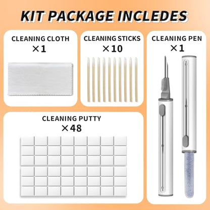 MOLOPPO Cleaning Clay, Phone Cleaning Kit with Clean Pen, Remove Ear Wax & Dirt & Gunk from Device's Small Crevices, for AirPod Cleaner Kit for Airpods Charging Case/Headphones/Electronics - color: B2-white+white pen