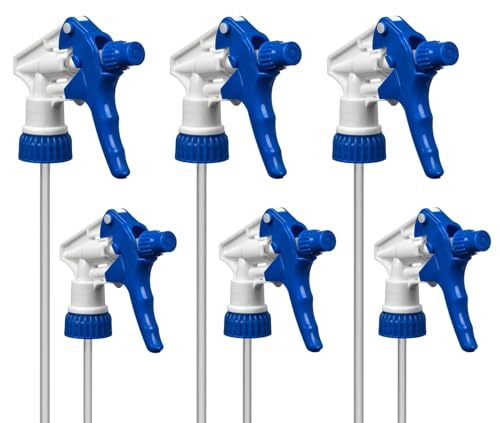 Heavy Duty Universal Trigger Sprayer Replacement for 32 oz Sprayer Bottles, 9 1/4" Dip Tube, 28-400 Neck Finish - 6 Pack (Blue) - color: Blue