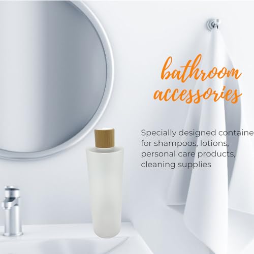 Empty Cosmetic Bottles 16oz/500ml 2 Pack with Bamboo Disc Top Flip Cap for Shampoo Lotion Liquid Soap,Cream,Refilable Plastic Squeeze Travel Size Toiletry Bottles Frost Clear - color: Frost Clear, size: 500ml (Pack of 2)