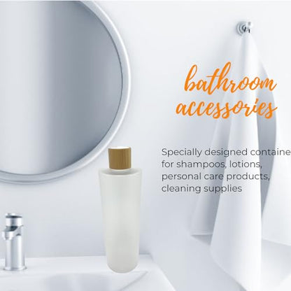 Empty Cosmetic Bottles 16oz/500ml 2 Pack with Bamboo Disc Top Flip Cap for Shampoo Lotion Liquid Soap,Cream,Refilable Plastic Squeeze Travel Size Toiletry Bottles Frost Clear - color: Frost Clear, size: 500ml (Pack of 2)