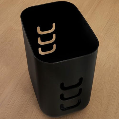 STORi Luup Trash Can (Black) - Reuse Grocery Bags - Plastic Garbage Container for Bathroom, Vanity, Laundry Room, Kitchen, Office, Garage - 2.5 Gallon Wastebasket with Hooks to Secure Trash Bags - color: Black