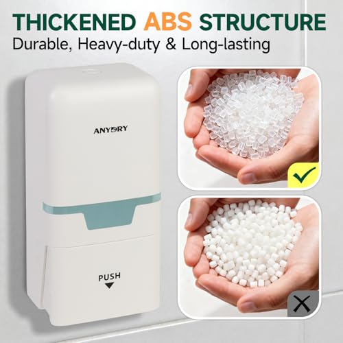anydry Manual Liquid Soap Dispenser Wall Mount, 27oz (800 ml) Large Capacity for Commercial Bathroom - color: White