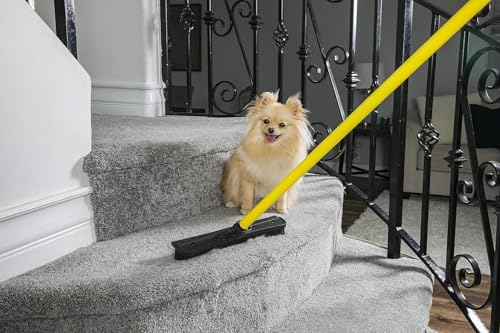 FURemover Pet Hair Removal Rubber Broom, 58" Telescopic Handle with Lint Brush - color: Yellow