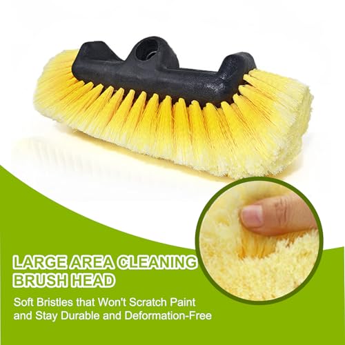 SISUPASSIE 12FT Car Wash Brush with Long Handle, Telescopic Car Wash Brush with Soap Dispenser, 12-Inch Soft Bristle Car Cleaning Brush for Cleaning Car, RV, Truck, Boat, Solar Panels, Yellow